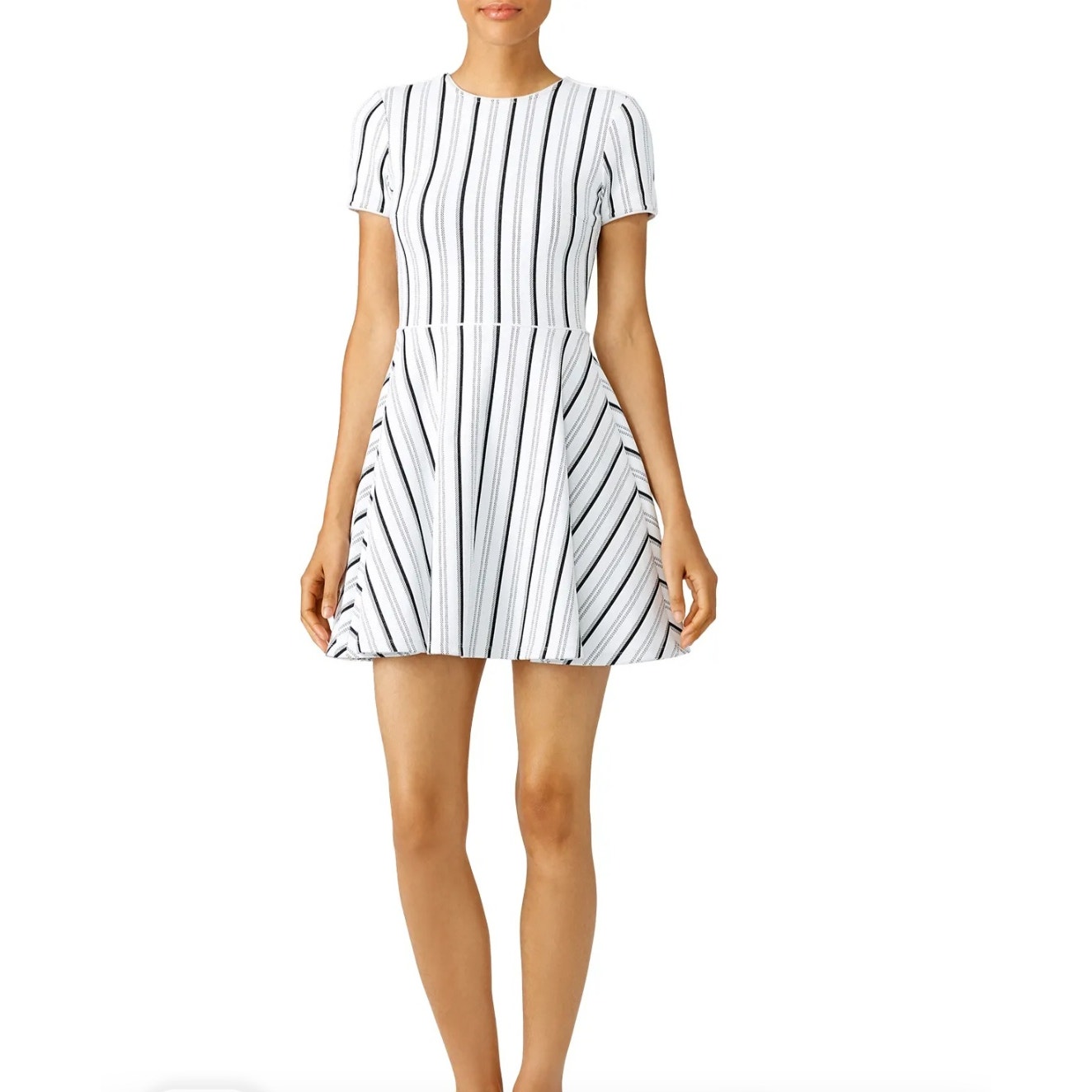 Opening Ceremony Short-Sleeve Striped Circle Dress, White/Multicolor Size Small
